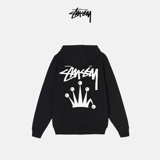 STUSSY 潮牌皇冠后幅印花连帽卫衣 男女同款春款 GY2花灰色 M