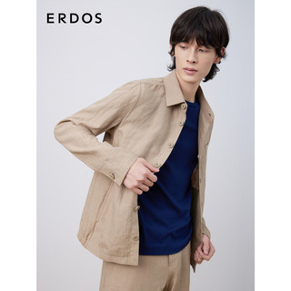 ERDOS 马龙同款雨露麻外套都市轻装系列 23春夏亚麻上衣男夹克外套 卡其 165/88A/S