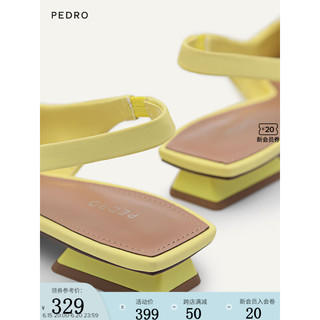 Pedro凉鞋22秋季新款女鞋复古褶皱后绊带低跟凉鞋PW1-66680008-1 浅黄色 35