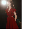 麦斯贝思（MAISIBEISI） 敬酒服新娘短款2023新款酒红色订婚连衣裙平时可穿小个子晚礼服 酒红色 XL    建议114-121斤