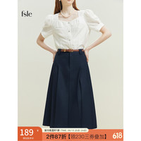 范思蓝恩 23FS12009西装裙a字半身裙女2023新款夏款高腰显瘦百褶裙 藏青色 XS