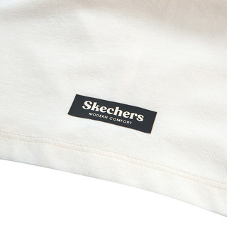 斯凯奇（Skechers）纯色宽松圆领t恤女白色短袖上衣春季L123W035 棉花糖白/0074 L