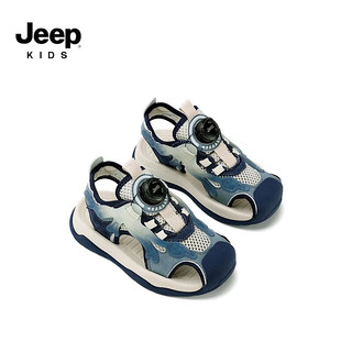 Jeep吉普儿童包头运动凉鞋夏款2023新款夏季软底防滑中大童男童沙滩鞋 皇室蓝 27码 鞋内长约17.2cm