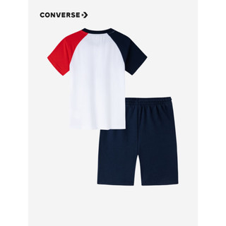 Converse 匡威童装男女童短袖T恤短裤2件套2023夏季新款儿童纯棉短T套装 藏青蓝 110/52(4)