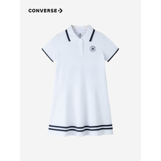 Converse 匡威童装女童连衣裙2023夏季新款儿童Polo领裙子 纯白色 155/76