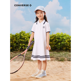 Converse 匡威童装女童连衣裙2023夏季新款儿童Polo领裙子 纯白色 155/76