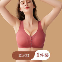 婧麒（JOYNCLEON）孕妇哺乳文胸夏季薄款无钢托前开扣喂奶专用怀孕期文胸 鸢尾红 3XL