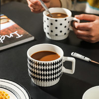 舍里 赫本风马克杯女生情侣陶瓷水杯家用早餐咖啡杯美少女黑白色