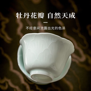 景德镇 jdz）陶瓷影青雕刻盖碗高端旅行茶具套装 国色天香