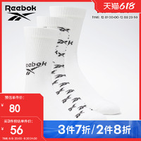 Reebok锐步官方男女同款简约活力运动中筒袜3双装GG6682