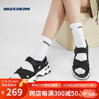 斯凯奇（Skechers）2023年夏季季新品女子时尚轻便耐磨魔术贴休闲凉鞋 119710-BLK 黑色 35