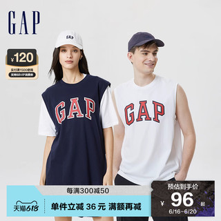 Gap 盖璞 男女装夏季2023新款LOGO纯棉运动背心672038无袖上衣