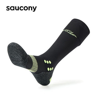 Saucony索康尼运动长袜男女透气吸汗防滑跑步袜子（单双装） 正黑色 L