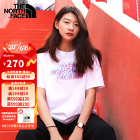 THE NORTH FACE北面T恤女23春夏新款户外休闲艺术印花圆领圆领短袖半袖86RV FN4 L