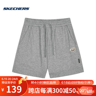 Skechers2023年夏季女子运动短裤时尚简约黑色外穿裤 L223W095-004F 中花灰 M