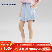 Skechers2023年夏季女子运动短裤时尚简约黑色外穿裤 L223W095-00F5 浅蓝 L