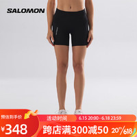 萨洛蒙（Salomon）女款 运动户外轻便压缩包裹紧身跑步短裤 CROSS RUN SHORT TIGHT 深黑色 C20393 L