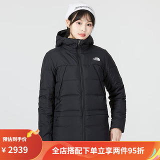 北面（The North Face）长款羽绒服女装2023夏季新款运动服户外保暖休闲黑色外套 JK3/白鹅绒充绒量约124g 155/80A/S