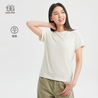 KOLON SPORT/可隆T恤 女子户外运动有机棉柔软顺滑休闲短袖 LKRT3MT610-CR 米白 175/XL