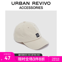 PLUS会员：URBAN REVIVO 2023春季新款男士时尚织唛棒球鸭舌帽UAMA32016 象牙白 F