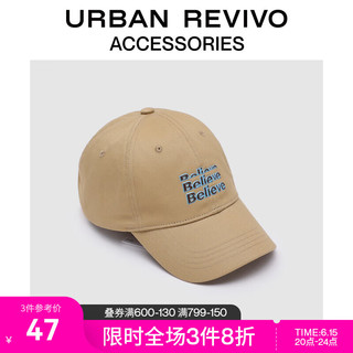 URBAN REVIVO2023夏季新款女士韩系休闲滴胶字母棒球帽UAWA32325 卡其 F
