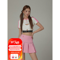 CHUU甜辣爱心T恤女2023夏季新品设计感洋气减龄撞色修身短款上衣 白色 均码