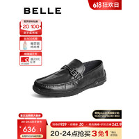 BeLLE 百丽 套脚豆豆鞋男2023秋季新商场同款牛皮一脚蹬乐福鞋8AN01CM3 黑色 40