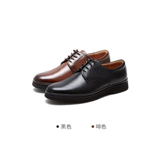 莱尔斯丹2023春夏新款商场同款男士商务正装低帮德比皮鞋4MM59001 黑色 BKL 39