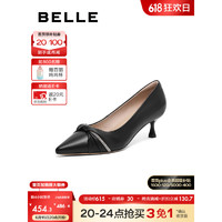 BeLLE 百丽 扭结高跟鞋女2023秋季新商场同款尖头细跟单鞋3HE02CQ3 黑色 37