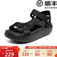 斯凯奇（Skechers）女子凉鞋夏季厚底柔软舒适轻便透气休闲凉鞋113746 黑色/113746-BBK 37