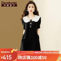 丹慕妮尔（Danmunier）丹慕妮尔高端时尚黑色醋酸连衣裙女高级感2023夏季新款气质裙子 黑色预售五天 M
