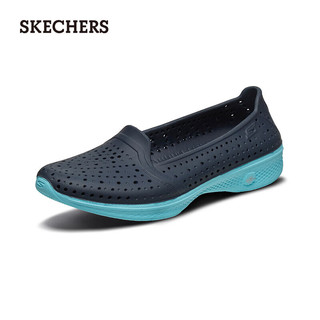 斯凯奇（SKECHERS）套脚透气洞洞鞋平底单鞋女14690 海军蓝色/蓝色/NVBL 39