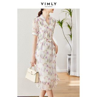 梵希蔓今年流行的女装搭配高端精致连衣裙女夏季新款碎花裙子显瘦 M1890 紫花色 S