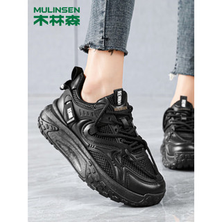 木林森（MULINSEN）女鞋网面透气休闲运动鞋女厚底百搭跑步鞋 RR006