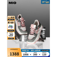 MIO 米奥（鞋） 米奥2023夏季新款女撞色厚底面包鞋休闲板鞋圆头黑白熊猫鞋 灰/粉色 36