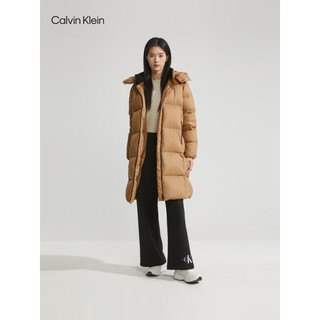 Calvin Klein Jeans23早秋新款女士简约印花中长款鸭绒绗缝羽绒服ZW02246 GV7-卡其色 L