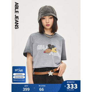 ABLE JEANS 2023夏季新款女装短袖TEE北海怪兽系列上衣T恤781348 星空灰 S