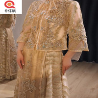 乔僖枫秀禾服新娘2023夏季敬酒服新款中式婚纱礼服显瘦龙凤褂出阁服 N-095香槟色 S