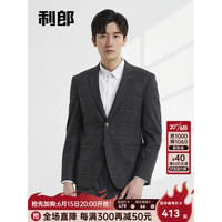 利郎官方休闲西服外套男修身版格纹提花23秋季新款男士单西上衣西装 泥炭灰(22QDX091SA) 165/80A
