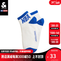 杰克·琼斯（JACK&JONES）NBA联名时尚百搭透气男士夏季字母印花袜子短袜22321Q041 白色-A06 26-28/L