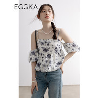 EGGKA 碎花背心吊带女外穿夏季2023年新款内搭设计感小众短款上衣 黑色 均码