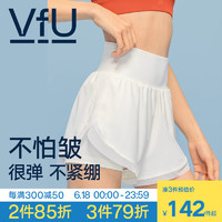 VfU跳操假两件运动短裤女高腰防走光跑步健身马拉松瑜伽短裤薄款