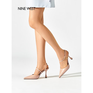 NINE WEST 玖熙 高跟凉鞋女2023夏季新款优雅气质环绕绊带包头水滴跟女鞋 肤色 36