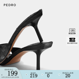 Pedro凉鞋PW1-25480236女士质感压纹露趾高跟凉鞋 黑色 35