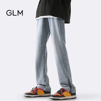 GLM森马集团品牌牛仔裤男美式韩版直筒潮流显高男装长裤子 蓝色 M