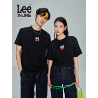 LeeXLINE23春夏新品logo印花男女同款套头短袖T恤棉潮流LUT005-Y 黑色（字母logo） XL