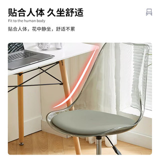 中伟（ZHONGWEI）现代简约透明椅电脑椅家用转椅人体工学椅靠背椅-白色透明