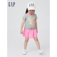 Gap 盖璞 女幼童印花宽松T恤833393夏季款儿童装可爱短袖 灰色 110cm(4岁)偏小 选大一码