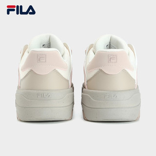 FILA 斐乐 斑斓鞋ROSETTA女鞋板鞋2023秋新款面包厚底鞋复古休闲鞋 奶白/浅粉-GP 36.5