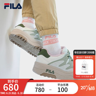 FILA 斐乐 斑斓鞋ROSETTA女鞋板鞋新款面包厚底鞋复古休闲鞋